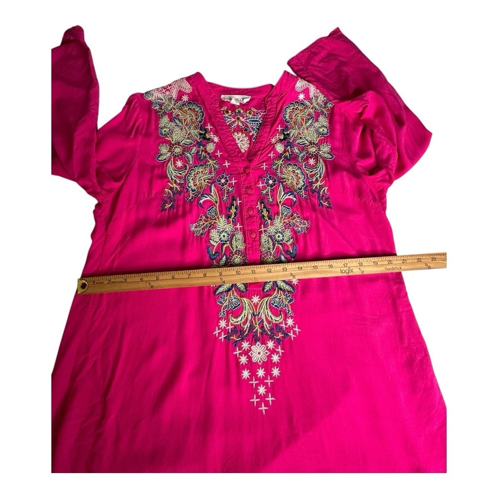 ANTHROPOLOGIE Luna Moon Pink Embroidered Popover Shirt Top Size M - Picture 7 of 16